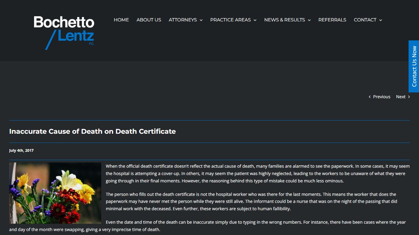 Inaccurate Cause of Death on Death Certificate - Bochetto & Lentz
